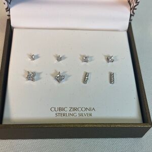 Giani Bernini Earring Gift Set 4 Piece Cubic Zirconia and Sterling Sliver NWT